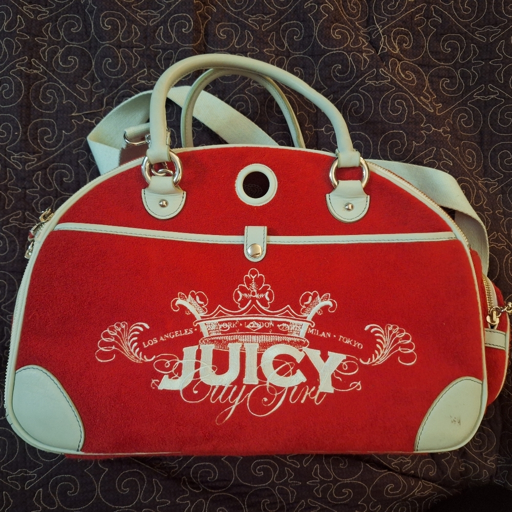 Juicy Couture Red and White Doggy Couture Vintage Bag